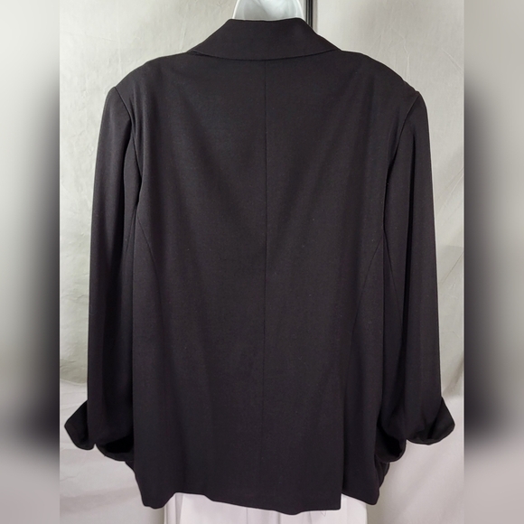 SAG HARBOR Black Linen Open Front Stretch Blazer - Size 18W - Picture 2 of 5
